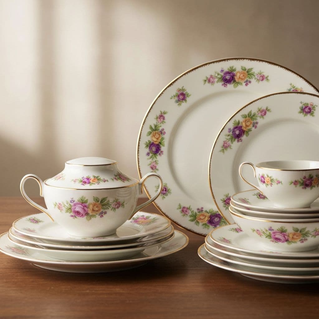 Adelaide Grey - 222 Fifth 16-Piece Square Floral Set